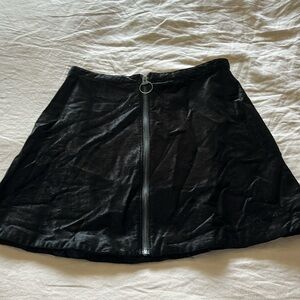 Free People Black Velvet A Line Mini Skirt with Zipper
